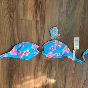 Floral Blue Bikini Top
